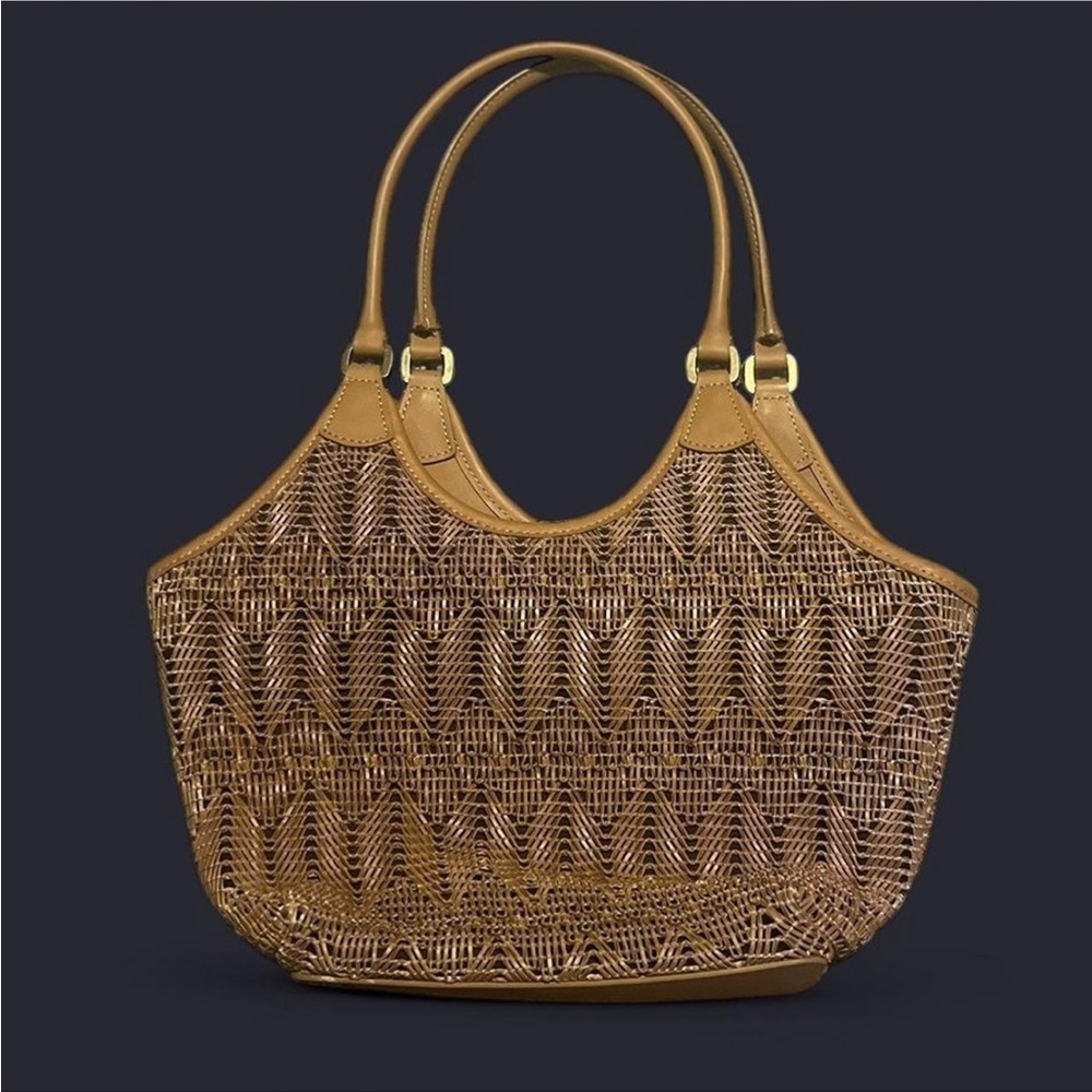Nine West Brown Woven Tote Bag